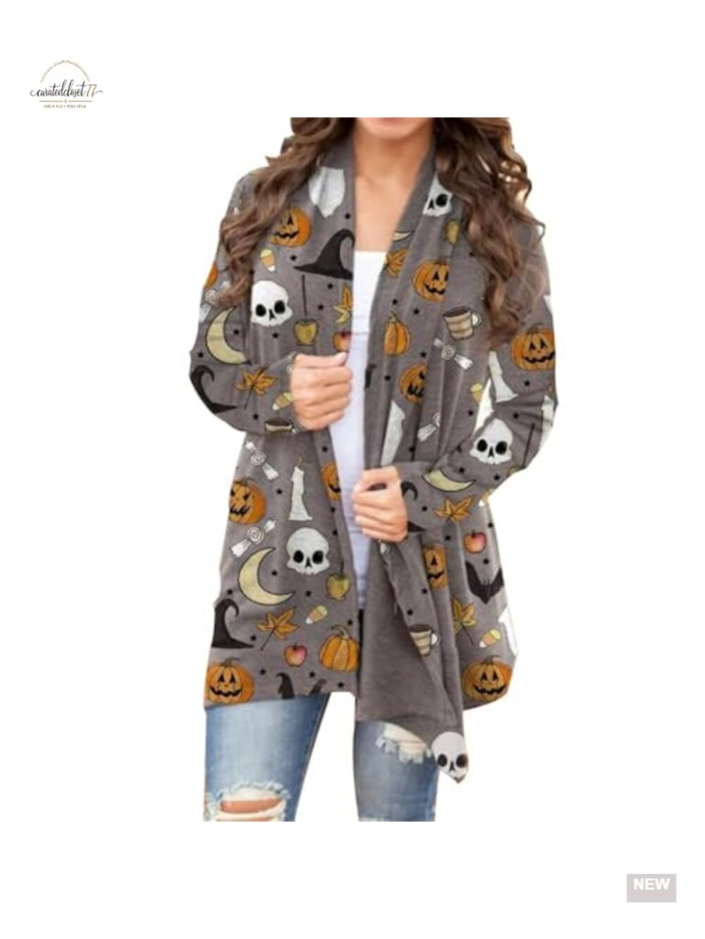 Women's Open Front Cardigan Lightweight Long Sleeve Halloween Sweater